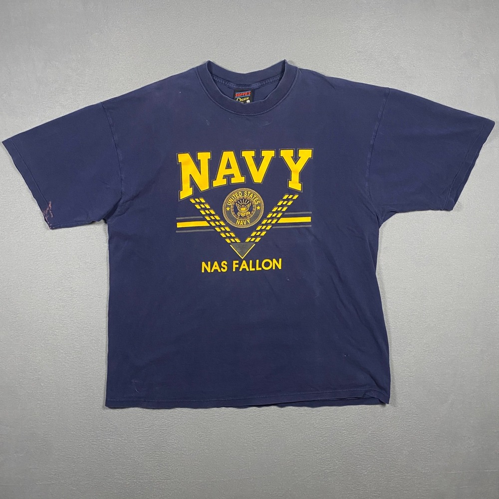 Vintage Soffe T-Shirt Mens XL NAS Fallon US Navy Military USA Made Navy Blue